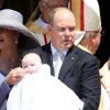La princesse Caroline de Hanovre, le prince Albert II de Monaco avec la princesse Gabriella - Baptême de Jacques et Gabriella en la cathédrale Notre-Dame-Immaculée de Monaco le 10 mai 2015