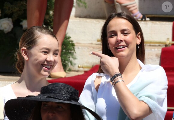 Alexandra de Hanovre et Pauline Ducruet - Baptême de Jacques et Gabriella en la cathédrale Notre-Dame-Immaculée de Monaco le 10 mai 2015