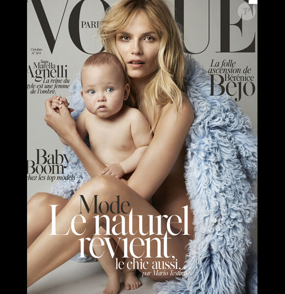 Natasha Poly et sa fille Aleksandra en couverture du magazine Vogue