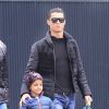 ESCLUSIF- Cristiano Ronaldo est allé chercher son fils Cristiano Ronaldo Jr. à l'école, à Madrid, le 21 janvier 2015.