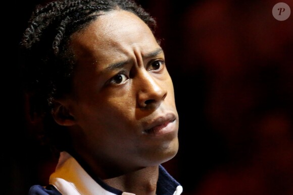 Gaël Monfils au Stade Pierre Mauroy de Lille Métropole le 22 novembre 2014 après la défaite de la France en finale de la Coupe Davis