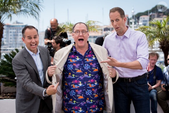 Jonas Rivera, John Lasseter et Pete Docter - Photocall du film "Vice Versa" lors du 68e Festival International du Film de Cannes, le 18 mai 2015.