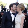 Clovis Cornillac et sa femme Lilou Fogli - Montée des marches du film "Inside Out" (Vice-Versa) lors du 68e Festival International du Film de Cannes, le 18 mai 2015.