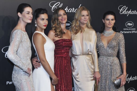 Erin O'Connor, Adriana Lima, Ana Beatriz Barros, Toni Garrn et Isabeli Fontana - Soirée Chopard Gold Party à Cannes lors du 68ème festival international du film. Le 18 mai 2015 