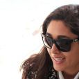 Golshifteh Farahani en interview avec Purepeople.com sur la plage Nespresso pour le film Les Deux Amis, Cannes, le 18 mai 2015.