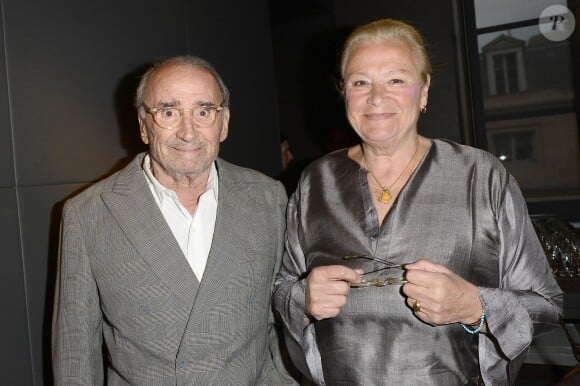Exclusif - Claude Brasseur et sa femme Michèle - Soirée "Déguster du vin au restaurant Guy Savoy" à la Monnaie de Paris le 18 mai 2015.