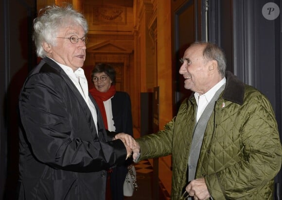 Exclusif - Jean-Jacques Annaud et Claude Brasseur - Soirée "Déguster du vin au restaurant Guy Savoy" à la Monnaie de Paris le 18 mai 2015.
