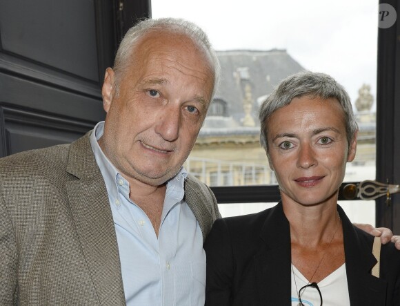 Exclusif - François Berléand et Alexia Stresi - Soirée "Déguster du vin au restaurant Guy Savoy" à la Monnaie de Paris le 18 mai 2015.
