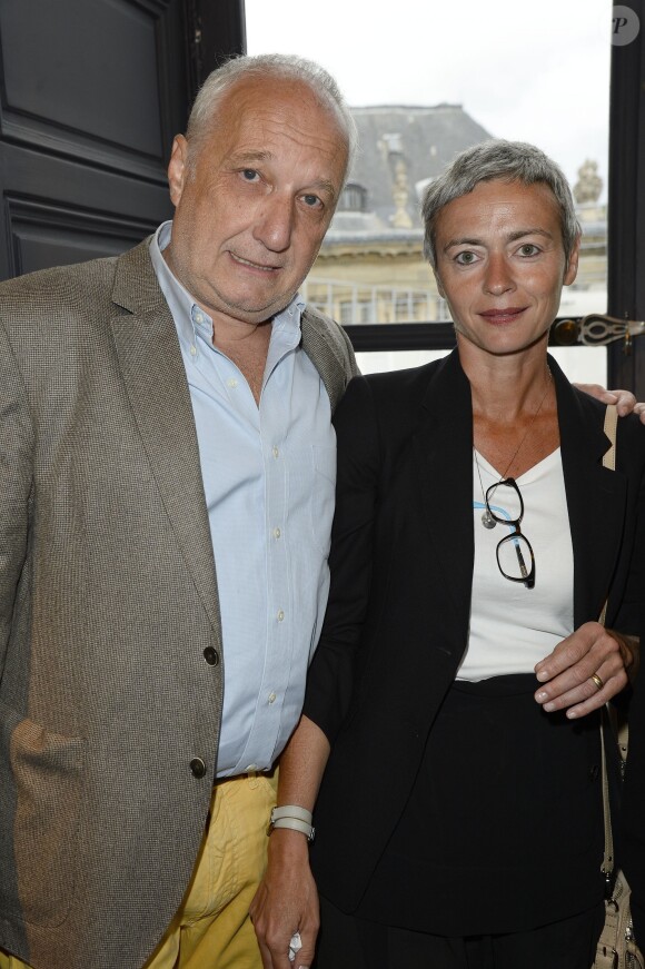 Exclusif - François Berléand et Alexia Strési - Soirée "Déguster du vin au restaurant Guy Savoy" à la Monnaie de Paris le 18 mai 2015.