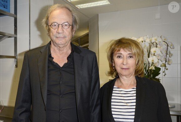 Exclusif - Patrick Chesnais et Josiane Stoléru - Soirée "Déguster du vin au restaurant Guy Savoy" à la Monnaie de Paris le 18 mai 2015.