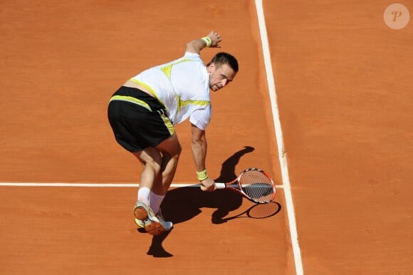 Robin Söderling après sa victoire en quart de finale de Roland-Garros sur Nikolay Davydenko en quart de finale de Roland-Garros à Paris, le 2 juin 2009
