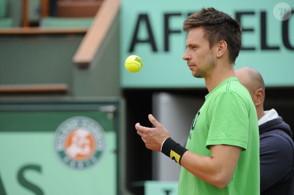 Robin Söderling à l'entraînement à Roland-Garros à Paris, le 21 mai 2011