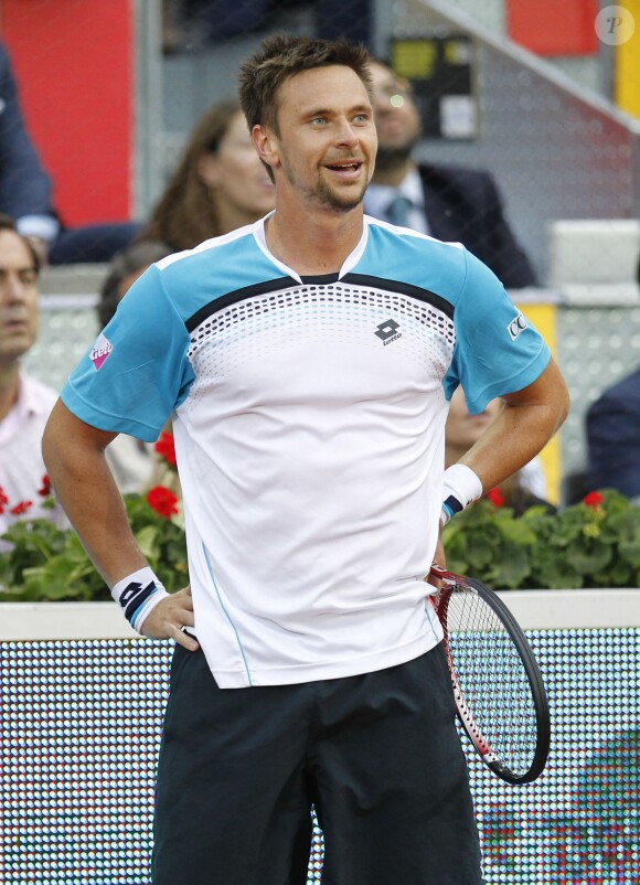 Robin Söderling après sa défaite face à Roger Federer, en quart de finale du Masters de Madrid le 6 mai 2011