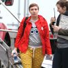 Lena Dunham sur le tournage de la série "Girls" à New York. Le 17 avril 2015 