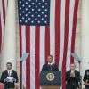 Le président américain Barack Obama fait un discours lors du Memorial Day au cimetière national de Arlington, le 25 mai 2015. 