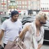 Pamela Anderson et son ex mari Rick Salomon arrivent à Roskilde sur l'île de Seeland, le 28 juillet 2014. 