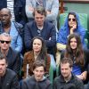 Lucien Jean-Baptiste, Isabelle Gelinas et son compagnon, David Brécourt et sa compagne Alexandra, Philippe Caroit et sa fille Blanche - People à Roland-Garros à Paris le 31 mai 2015.
