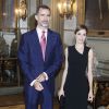 Le roi Felipe VI et la reine Letizia d'Espagne lors d'une réception à l'ambassade d'Espagne à Paris le 3 juin 2015, lors de leur visite d'Etat en France.
