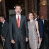 Le roi Felipe VI et la reine Letizia d'Espagne achevaient le 4 juin 2015 leur visite d'Etat au Grand Hotel Intercontinental lors d'un forum d'entreprises dans le cadre de la Rencontre économique franco-espagnole.
