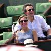Anne-Sophie Lapix et son mari Arthur Sadoun - Internationaux de tennis de Roland-Garros à Paris, le 5 juin 2015.