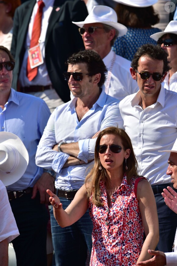 Patrick Bruel, Alexandre Bompard, Anne Gravoin - Tournoi de Roland-Garros à Paris, le 5 juin 2015.