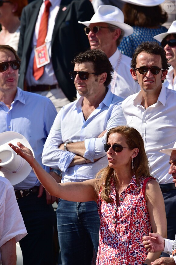 Patrick Bruel, Alexandre Bompard et Anne Gravoin - Tournoi de Roland-Garros à Paris, le 5 juin 2015.