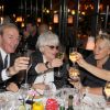 Exclusif - Tony Gomez, Catherine Lara, Muriel Robin et Anne Le Nen, lors du 70e anniversaire de Catherine Lara au Fouquet's à Paris le 30 mai 2015.