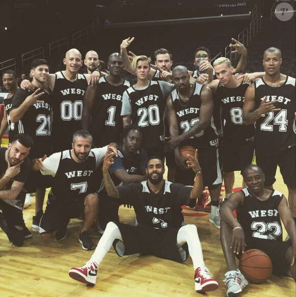 L'équipe West, gagnante du match d'anniversaire de Kanye West au Staples Center. Los Angeles, le 8 juin 2015.