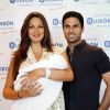 Mikel Arteta et sa femme Lorena Bernal, ex-Miss Espagne, présentent leur bébé Oliver à Majorque, le 7 juin 2015.