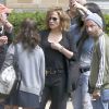 Jennifer Lopez sur le tournage de la série télévisée "Shades of Blue" à New York, le 5 juin 2015. Jennifer Lopez y joue le rôle d'une policière tiraillée entre sa vie de famille et le quotidien du poste de police, menacé par des affaires de corruption.  