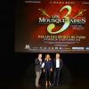 Exclusif - Roberto Ciurleo, Nicole et Gilbert Coullier. Conférence de presse de présentation du spectacle musical Les 3 Mousquetaires au Trianon à Paris, le 10 juin 2015.