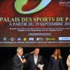Exclusif - Gilbert Coullier, Roberto Ciurleo et Nicole Coullier. Conférence de presse de présentation du spectacle musical Les 3 Mousquetaires au Trianon à Paris, le 10 juin 2015.