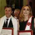 Julie Gayet intronis&eacute;e ambassadrice des vins de Saint-Emilion par la Confr&eacute;rie de la Jurade le 13 juin 2015 avec Fran&ccedil;ois Baroin.&nbsp; 