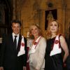Julie Gayet intronisée ambassadrice des vins de Saint-Emilion par la Confrérie de la Jurade le 13 juin 2015 avec François Baroin et Michèle Laroque. 