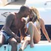 Sylvie Van der Vaart avec son nouvel amoureux Maurice Mobetie à Formentera (Espagne) le 12 juin 2015.
