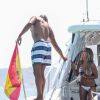 Sylvie Van der Vaart avec son nouvel amoureux Maurice Mobetie à Formentera (Espagne) le 12 juin 2015.