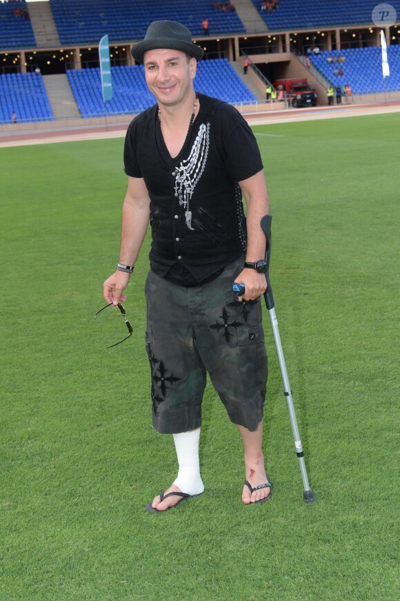 Michaël Youn, blessé, lors du Charity Football Game au Grand Stade de Marrakech, le 14 juin 2015