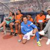 Ali Benarbia, Samuel Eto'o, Mamaou Niang, Jamel Debbouze, Didier Drogba, Christian Jeanpierre lors du Charity Football Game au Grand Stade de Marrakech, le 14 juin 2015
