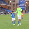 Jamel Debbouze et Brahim Takioullah, Ludovic Giuly lors du Charity Football Game au Grand Stade de Marrakech, le 14 juin 2015