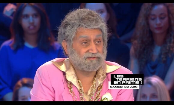 Cyril Hanouna, déguisé en lui-même à l'âge de 55 ans, dans Salut les Terriens (émission spéciale 10e anniversaire) sur Canal+, le samedi 20 juin 2015.