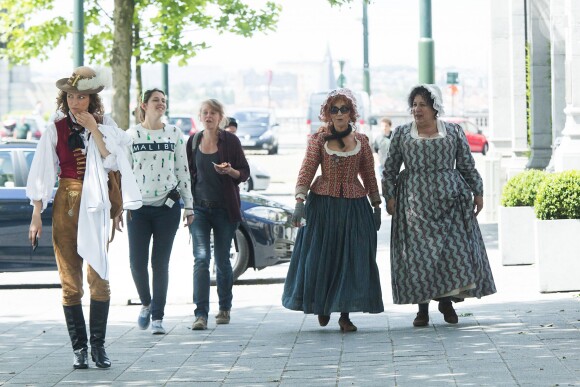 Exclusif - Marie-Anne Chazel et Annie Grégorio - Tournage du film "Les Visiteurs 3" à Bruxelles le 10 juin 2015