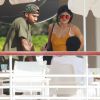 Kylie Jenner, Tyga et Kris Jenner déjeunent en terrasse au restaurant de l'hôtel du Cap-Eden-Roc. Antibes, le 24 juin 2015.