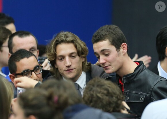 Jean et Louis Sarkozy - People au meeting de Nicolas Sakozy à Boulogne-Billancourt le 25 novembre 2014.