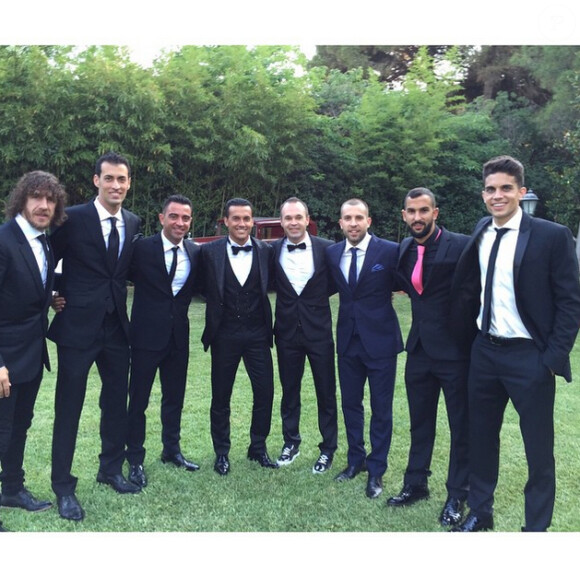 Le joueurs du Barça au mariage de Pedro et Carolina Martin le 20 juin 2015 à Cabrera de Mar (Barcelone). 