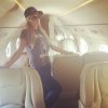 Paris Hilton dans un jet privé arrive à New York, juin 2015