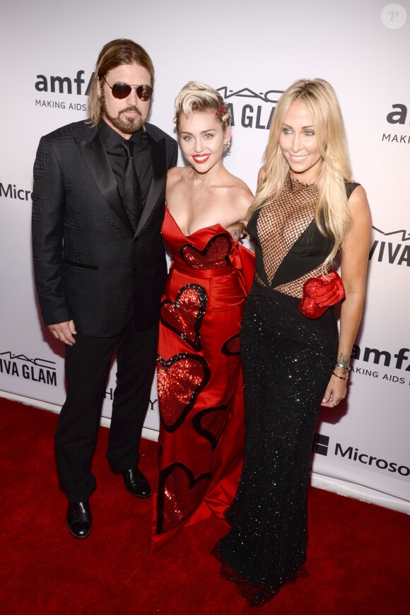 Billy Ray, Miley et Tish Cyrus au gala "New York Inspiration" de l'amfAR. New York, le 16 juin 2015.