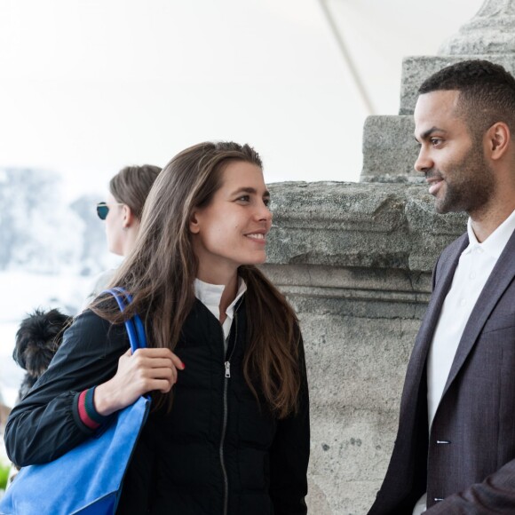 Exclusif - Charlotte Casiraghi et Tony Parker lors du Paris Eiffel Jumping du Longines Global Champions Tour, le 5 juillet 2015 sur le Champs-de-Mars à Paris