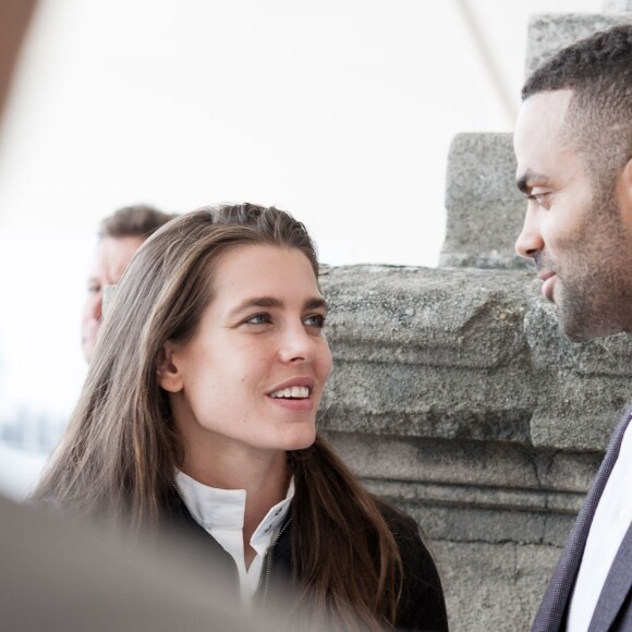 Exclusif - Charlotte Casiraghi et Tony Parker lors du Paris Eiffel Jumping du Longines Global Champions Tour, le 5 juillet 2015 sur le Champs-de-Mars à Paris