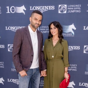 Exclusif - Tony Parker et sa femme Axelle Francine lors du Paris Eiffel Jumping du Longines Global Champions Tour, le 5 juillet 2015 sur le Champs-de-Mars à Paris