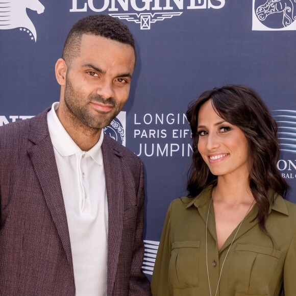 Exclusif - Tony Parker et sa femme Axelle Francine lors du Paris Eiffel Jumping du Longines Global Champions Tour, le 5 juillet 2015 sur le Champs-de-Mars à Paris
